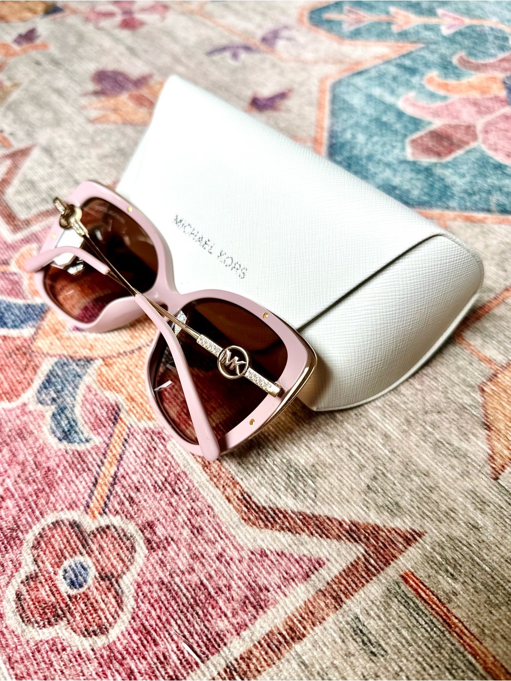 Michael Kors MK2161BU East-Hampton Pink Crystal Square Sunglasses - Picture 3 of 4